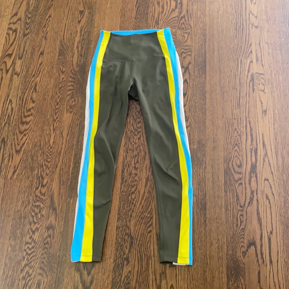 Splits59 Jaden High Waist 7/8 Legging in Army & Yellow Multi